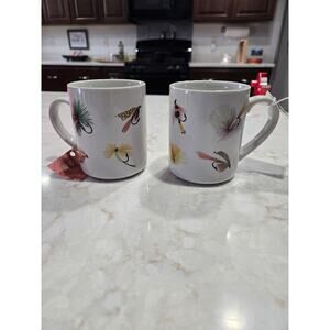 Vintage 1988 Fly Fishing Cups Boston Warehouse Made in Taiwan Majilly Design